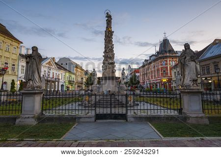 Kosice, Slovakia - August 12, 2018: Immaculata Statue In The Main Square Of Kosice City In Eastern S