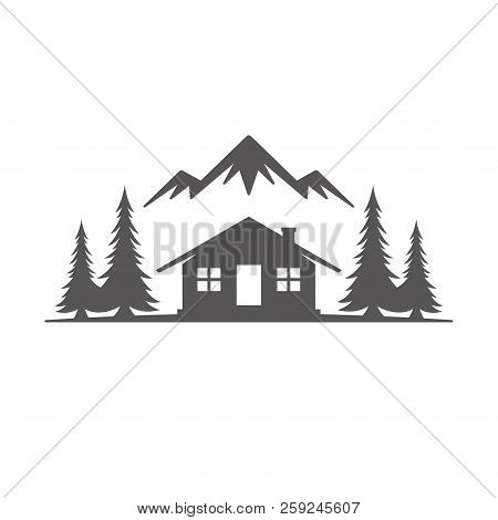 Forest Camping Shape Isolated On White Background Vector Illustration.