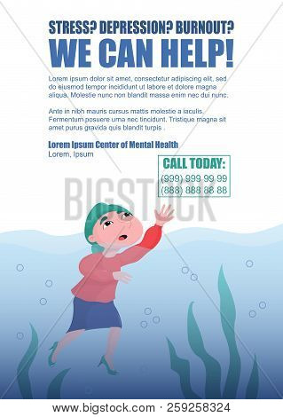 Businesswoman Drowning In Water, Crying For Help - Help With Burnout, Stress, Depression Concept, Fl