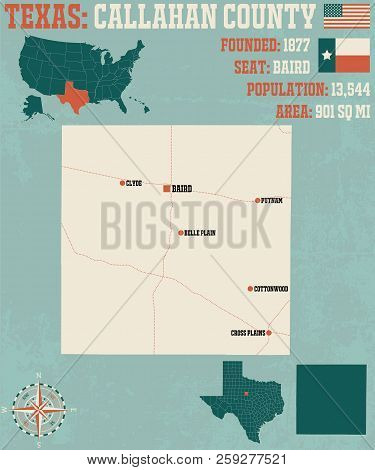 Detailed Map Of Callahan County In Texas, Usa