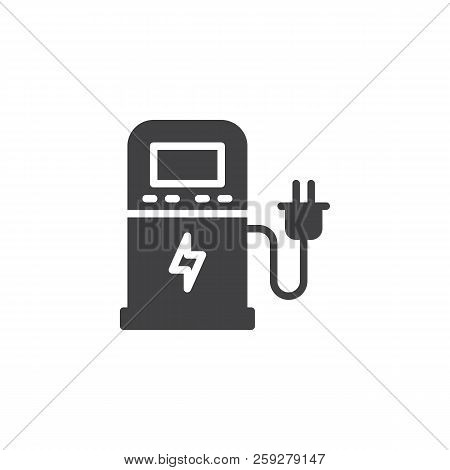 Electric Fuel Pump Vector Icon. Filled Flat Sign For Mobile Concept And Web Design. Electric Car Cha
