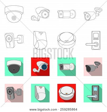 Vector Design Of Cctv And Camera Icon. Set Of Cctv And System Stock Vector Illustration.
