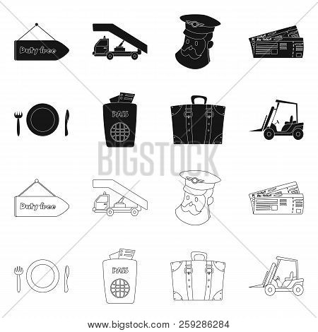 Vector Illustration Of Airport And Airplane Icon. Collection Of Airport And Plane Vector Icon For St