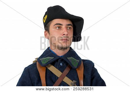 A Portrait Of French Soldier 1914 1918 Isolated On White Background