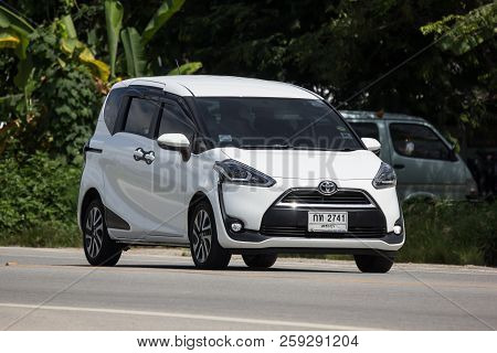 Chiangmai, Thailand - August  7 2018: New Product Of Toyota Automobile, Toyota Sienta Mini Mpv Van. 
