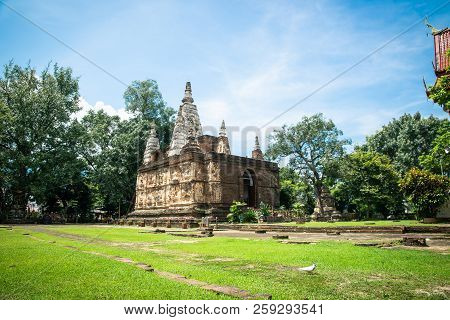 The Maha Chedi Of Wat Chet Yot,  Buddhist Temple In Chiang Mai In Northern Thailand