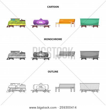 Vector Illustration Of Train And Station Symbol. Set Of Train And Ticket Stock Vector Illustration.
