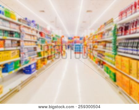 Blur Photo Of Supermarket Shelves Use As Bakcground