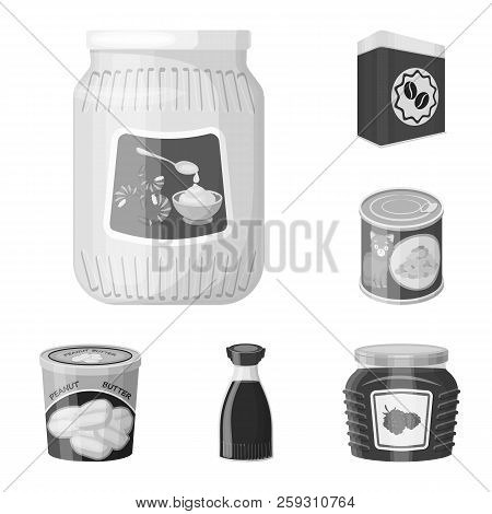 Vector Illustration Of Can And Food Icon. Collection Of Can And Package Stock Vector Illustration.
