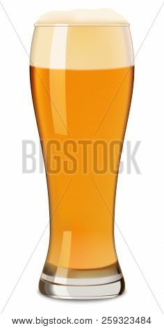 Glass Of Beer Mockup. Realistic Illustration Of Glass Of Beer Mockup For Web Design Isolated On Whit