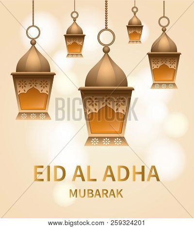 Lantern Eid Al Adha Concept Background. Realistic Illustration Of Lantern Eid Al Adha Concept Backgr