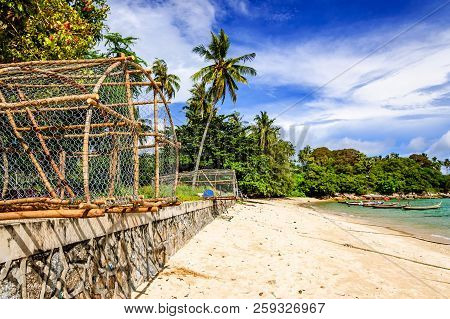 Fish Traps On Beach Wall In Phuket, Southern Thailand