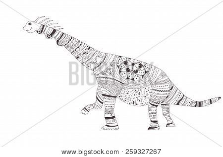 Dinosaur. Coloring Page. Vector. Cartoon. Isolated Art