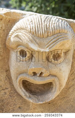 Theatrical Mask Relief Of Ancient Town Of Myra In The Lycia Region Of Anatolia , Modern Day Demre, T