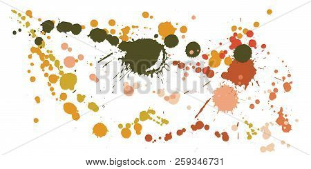 Watercolor Stains Grunge Background Vector. Decorative Ink Splatter, Spray Blots, Mud Spot Elements,