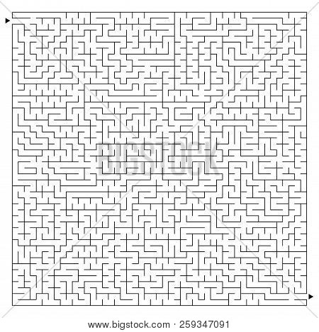 Abstract Complex Square Maze With Entrance And Exit. An Interesting Game For Children And Adults. A 