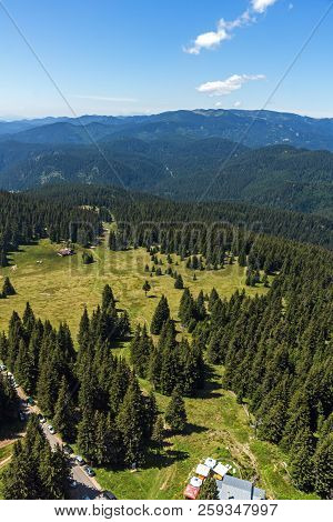 Summer Landscape Of Rhodope Mountains From Snezhanka Tower Near Ski Resort Pamporovo, Smolyan Region