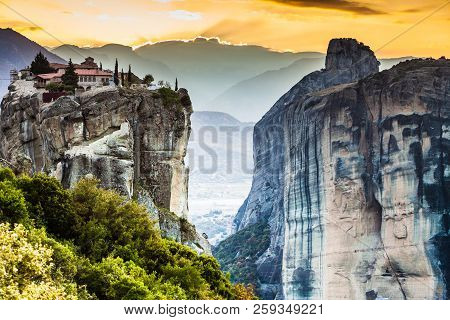 Monastery Of The Holy Trinity On Cliff. Greek Destinations. The Meteora Monasteries, Greece Kalambak