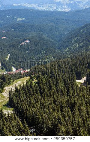 Summer Landscape Of Rhodope Mountains From Snezhanka Tower Near Ski Resort Pamporovo, Smolyan Region