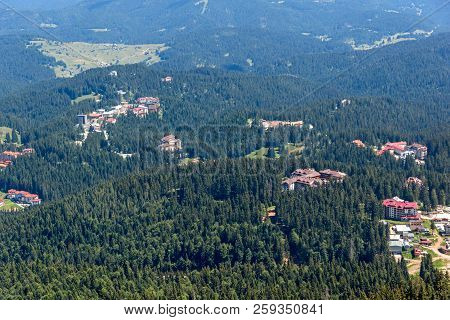 Summer Landscape Of Rhodope Mountains From Snezhanka Tower Near Ski Resort Pamporovo, Smolyan Region