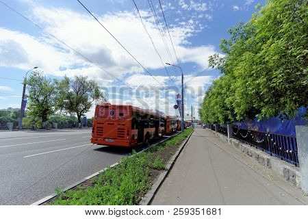 Nizhny Novgorod, Russia. - June 21.2018. Parking Of Bus Shuttles For Delivery Of Fans To The Footbal