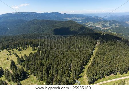 Summer Landscape Of Rhodope Mountains From Snezhanka Tower Near Ski Resort Pamporovo, Smolyan Region
