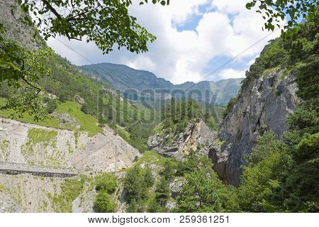 Mountain View Of Tsey Gorge. Republic Of North Ossetia - Alania, Russia