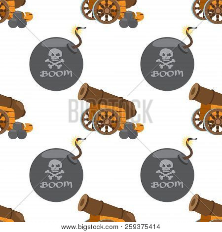 Seamless Pattern For Design Surface Cannon With Nuclei.