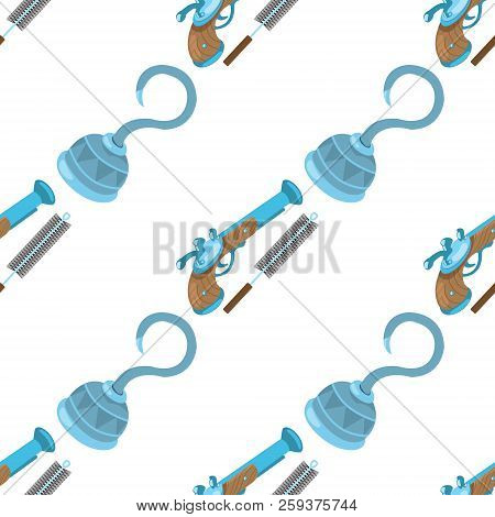 Seamless Pattern For Design Surface Musket And Ramrod.