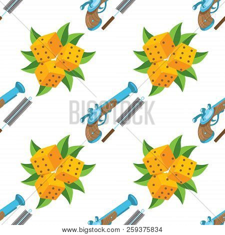 Seamless Pattern For Design Surface Musket And Ramrod.