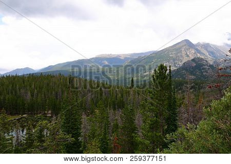 Scenic Views From Trail Ridge Road, Rocky Mountain National Park In Colorado, Usa.