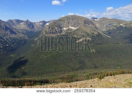 Scenic Views From Trail Ridge Road, Rocky Mountain National Park In Colorado, Usa.