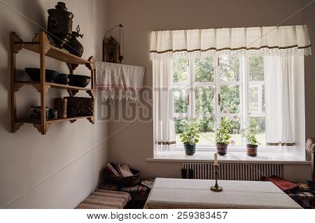 The Interior Of The Old Russian House. House-estate Of Lermontov. August 2018 Penza Tarkhany