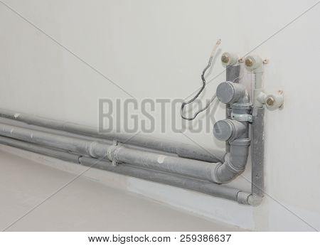 Installing The Plumbing For A Kitchen Sink. Replacing And Repair  Kitchen Sink Pvc Pipes P-trap, Cen