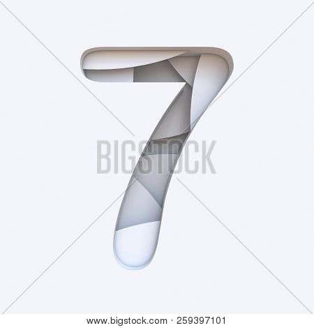 White Abstract Layers Font Number 7 Seven 3d Render Illustration Isolated On White Background