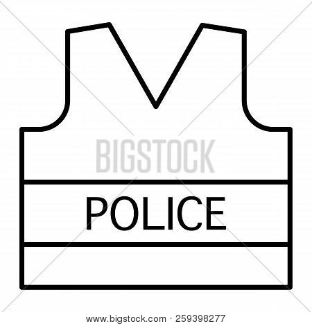 Bullet Proof Thin Line Icon. Flack Jacket Illustration Isolated On White. Uniform Outline Style Desi