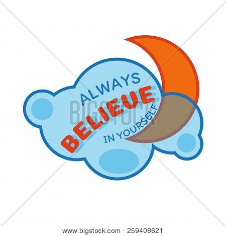 Slogan Print With Stylish Picture With Moon And Cloud