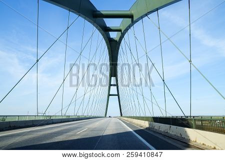 Fehmarn Sound Bridge (german: Fehmarnsundbrücke), Suspension Bridge With Steel Arches Connecting The