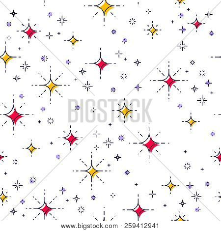 Space Seamless Background With Stars, Undiscovered Galaxy Cosmic Fantastic And Interesting Textile F