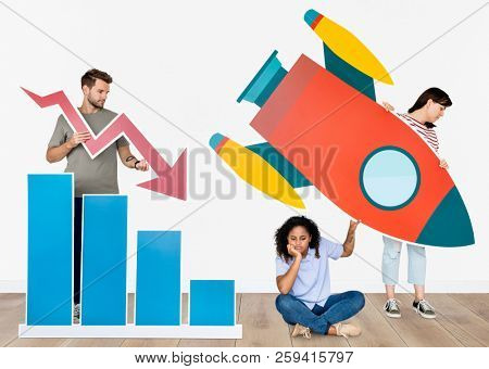 Technology and innovation concept shoot featuring a rocket icon