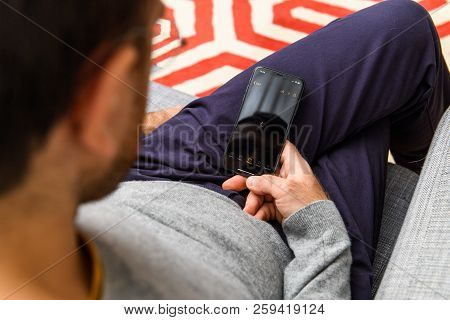 London, Uk - Sep 21, 2018: Man Using The New Apple Iphone Xs With The Immense Oled Retina Display An