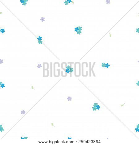 Seamless Floral Pattern Stylization Forget-me-not Blue And Violet Flowers. Myosotis Little Flower Pa