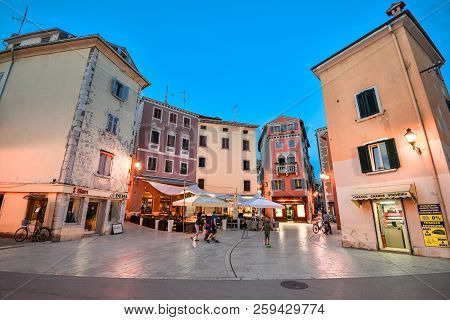 Coastal Town Of Rovinj, Istria, Croatia. Rovinj - Beautiful Antique City, Yachts And Adriatic Sea. C