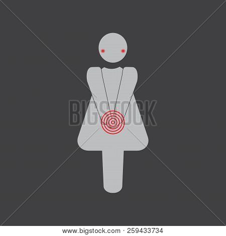 Vaginal Itching Female Icon. Medicine Or Antibiotic Side Effect. Women Health Problem Concept
