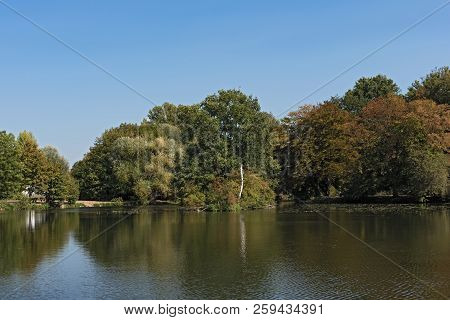 Small Lake Near The Nidda River In Frankfurt, Germany