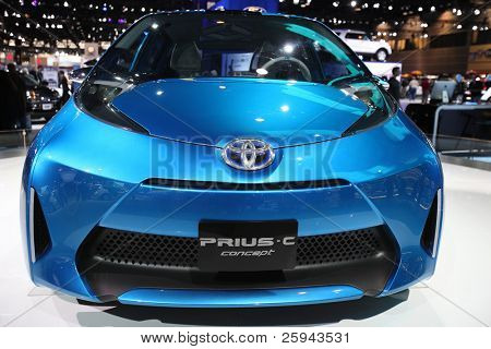 CHICAGO - 15. februar: The Toyota Prius-C præsentation på den årlige Chicago Auto Show på februar 1