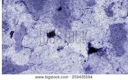 Blue Toned Cemet Wall Background With Damaged Surface