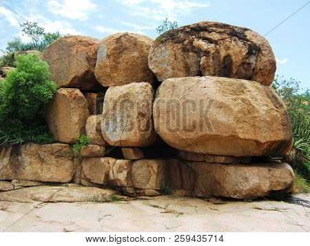 Artistically Stacked Natural Rocks In Sekhukhune,limpopo,south Africa