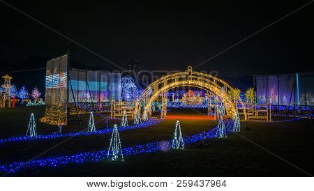 Osaka Castle Night Illumination, Osaka, Japan - November 2017 : 
