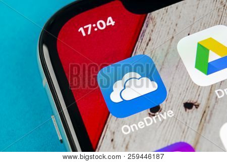 Sankt-petersburg, Russia, September 19, 2018: Microsoft Onedrive Application Icon On Apple Iphone X 